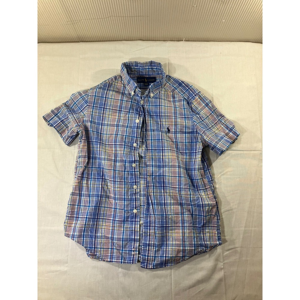 Ralph Lauren Kids Plaid Short Sleeve Button Down Shirt Size M (10-12)